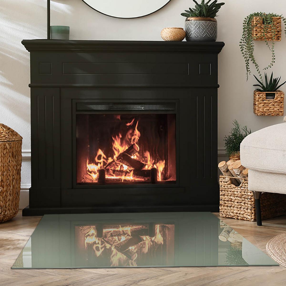 GLASPLATTE für Kamin 100x70 cm - Grün, Glas (100/70/0.4cm) - TULUP