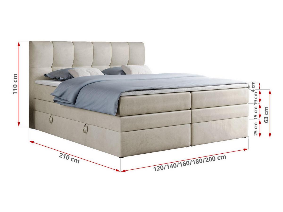 BOXSPRINGBETT ALVIN KING 120/200 Beige Velvet - H4 - Beige, Holz/Textil (120/200cm) - MKS
