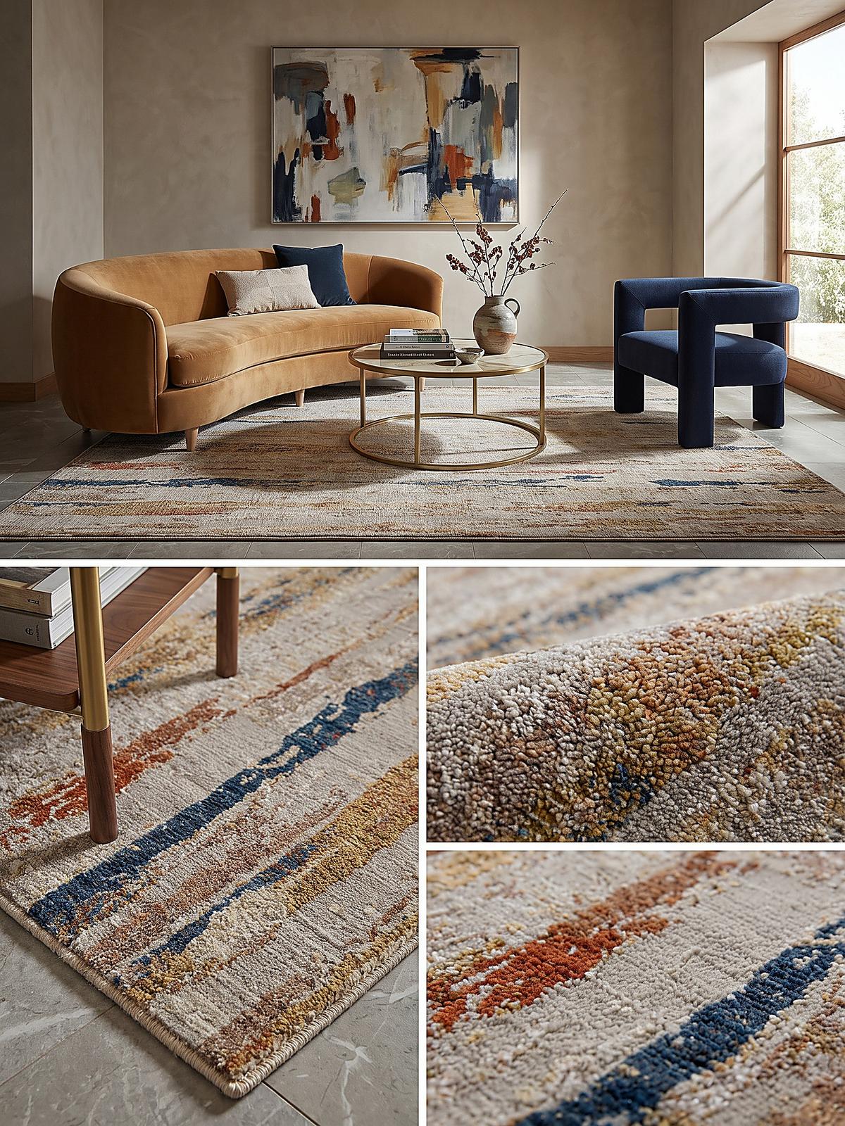 KURZFLORTEPPICH, mit Fransen, BLENG, Farbstriche, Beige-Multicolor, 120 x 160 cm - Beige, Textil (120/160cm) - KADIMA DESIGN
