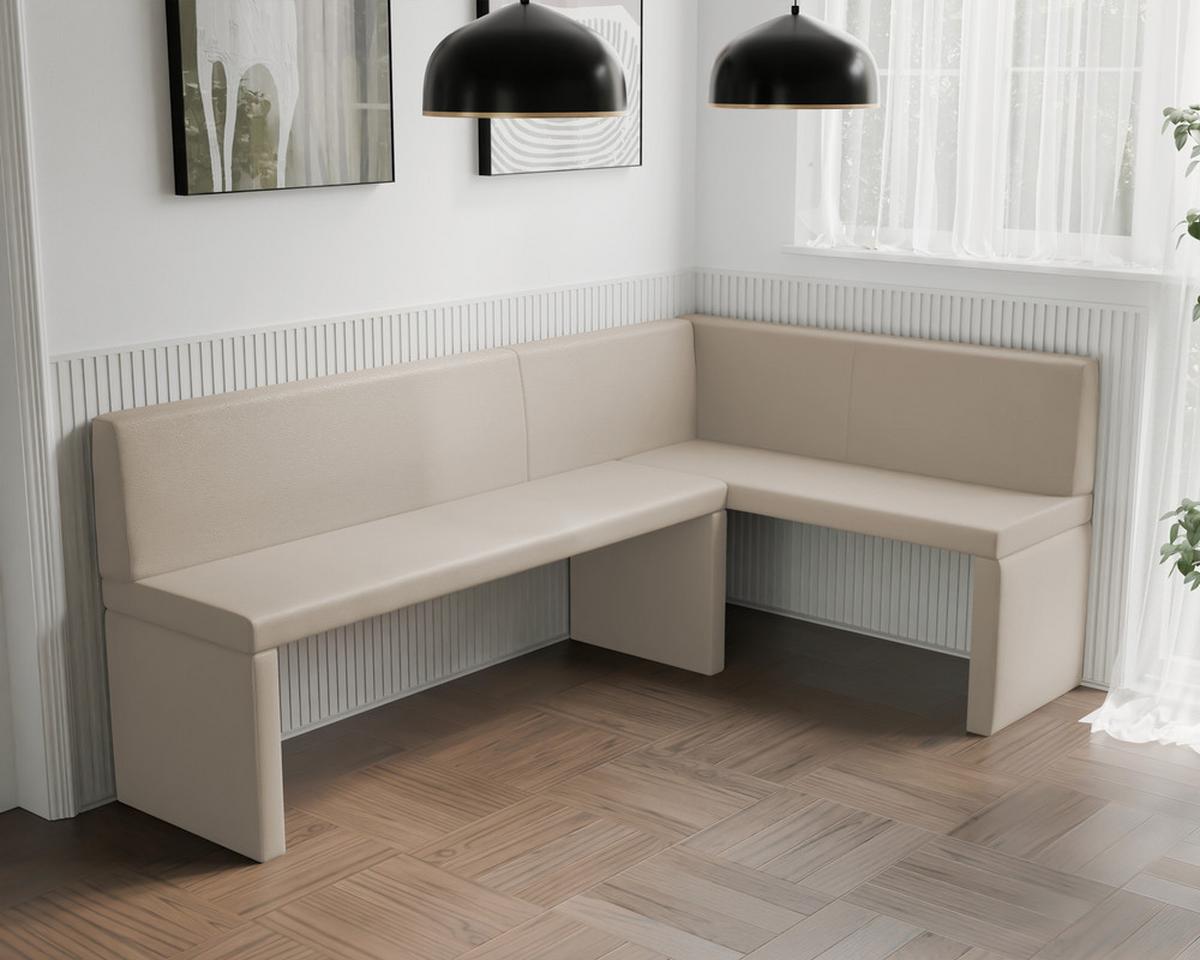 ECKBANK rechts OWEN Kunstleder, 142/196 cm Beige - Beige, Holz/Kunststoff (142/196cm) - Idohome