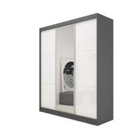 SCHWEBETÜRENSCHRANK VITALE 180/216/61 cm 3-türig mit Spiegel Grau - Weiß/Grau, Holzwerkstoff (180/216/61cm) - MASSENO