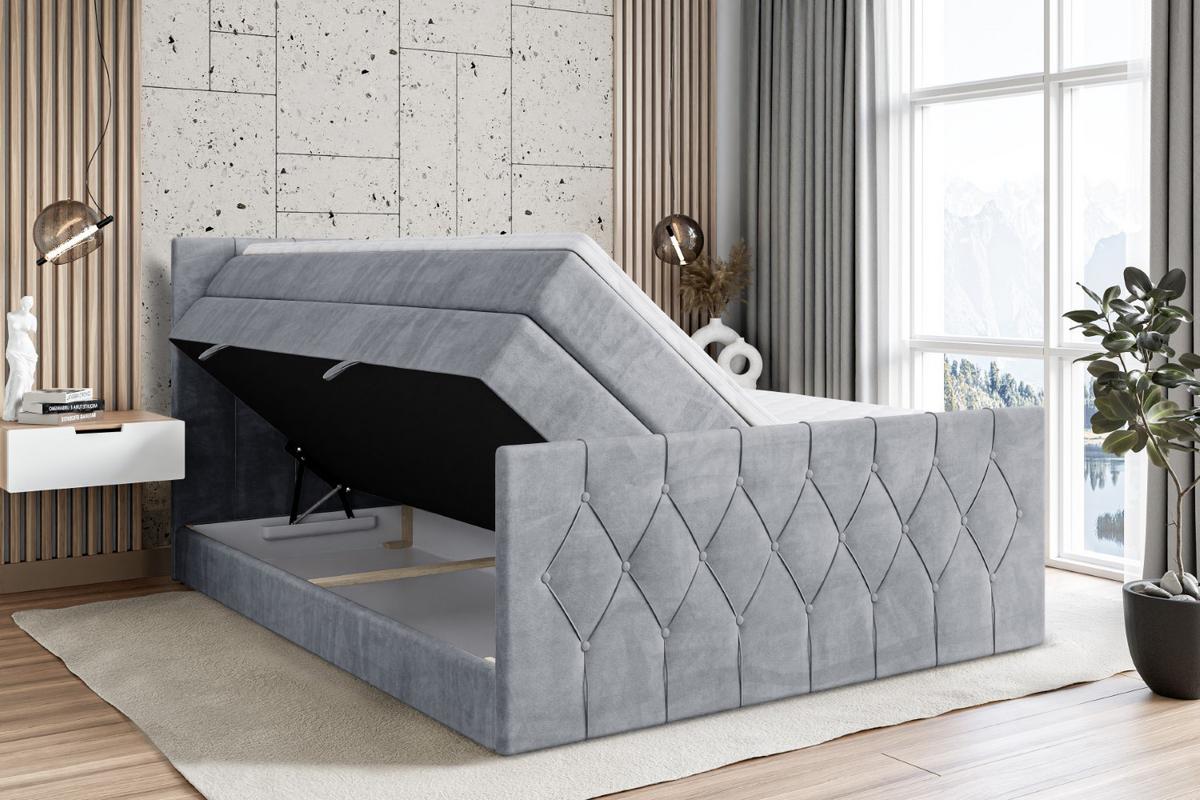 BOXSPRINGBETT VELANTO-Z KING - 180 x 200 - H3/H4 - Grau - Grau, Holzwerkstoff (180/200cm) - ALTDECOR