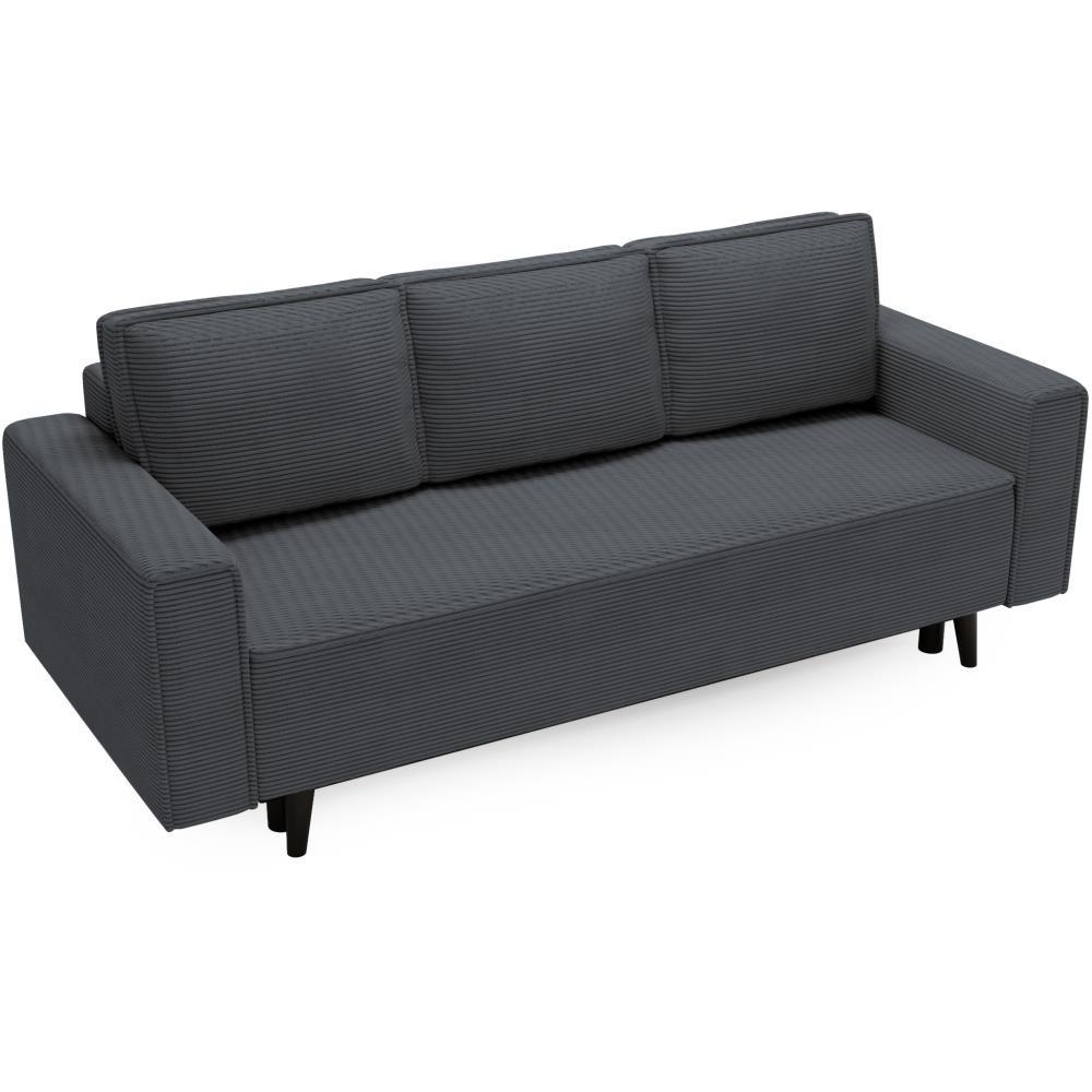3-SITZER SOFA Monte mit Schlaffunktion dunkelgrau - Dunkelgrau, Textil (225/73/95cm) - Beautysofa