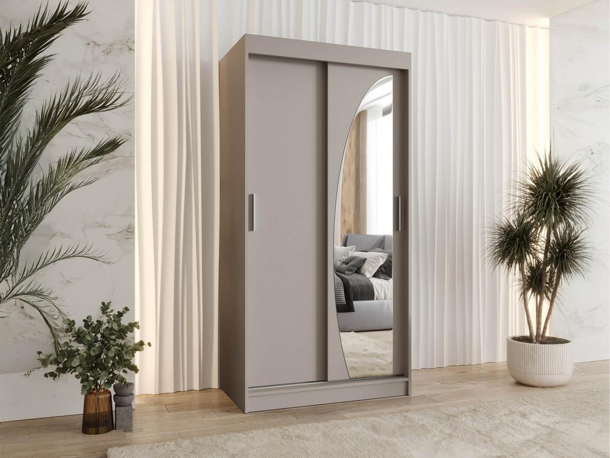 SCHWEBETÜRENSCHRANK Wika 100 cm - Kaschmir/Silberfarben, Holzwerkstoff/Kunststoff (100/200/62cm) - MIRJAN24