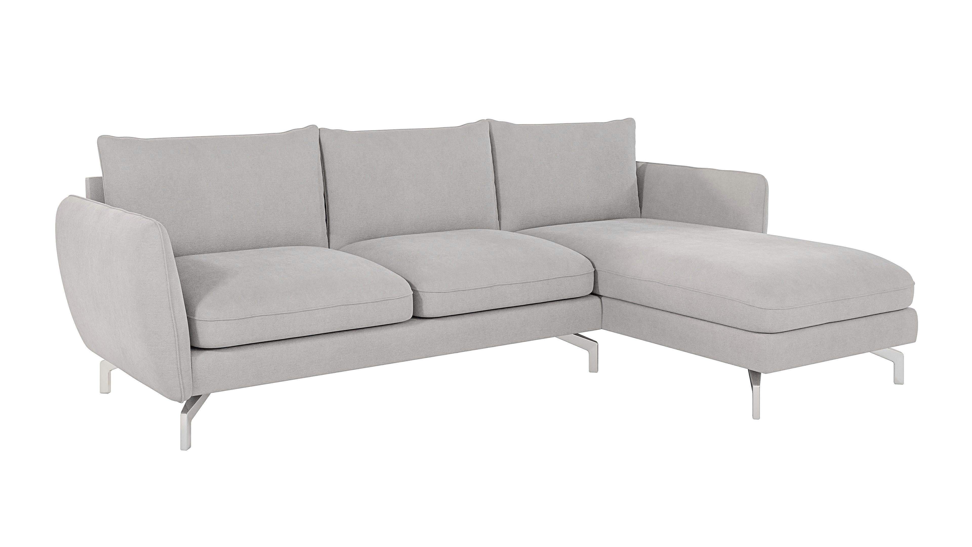 ECKSOFA Elou Silber Microfaser - Chromfarben/Silberfarben, Holz/Textil (261/167cm) - S-Style Möbel