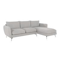 ECKSOFA Elou Silber Microfaser - Chromfarben/Silberfarben, Holz/Textil (261/167cm) - S-Style Möbel