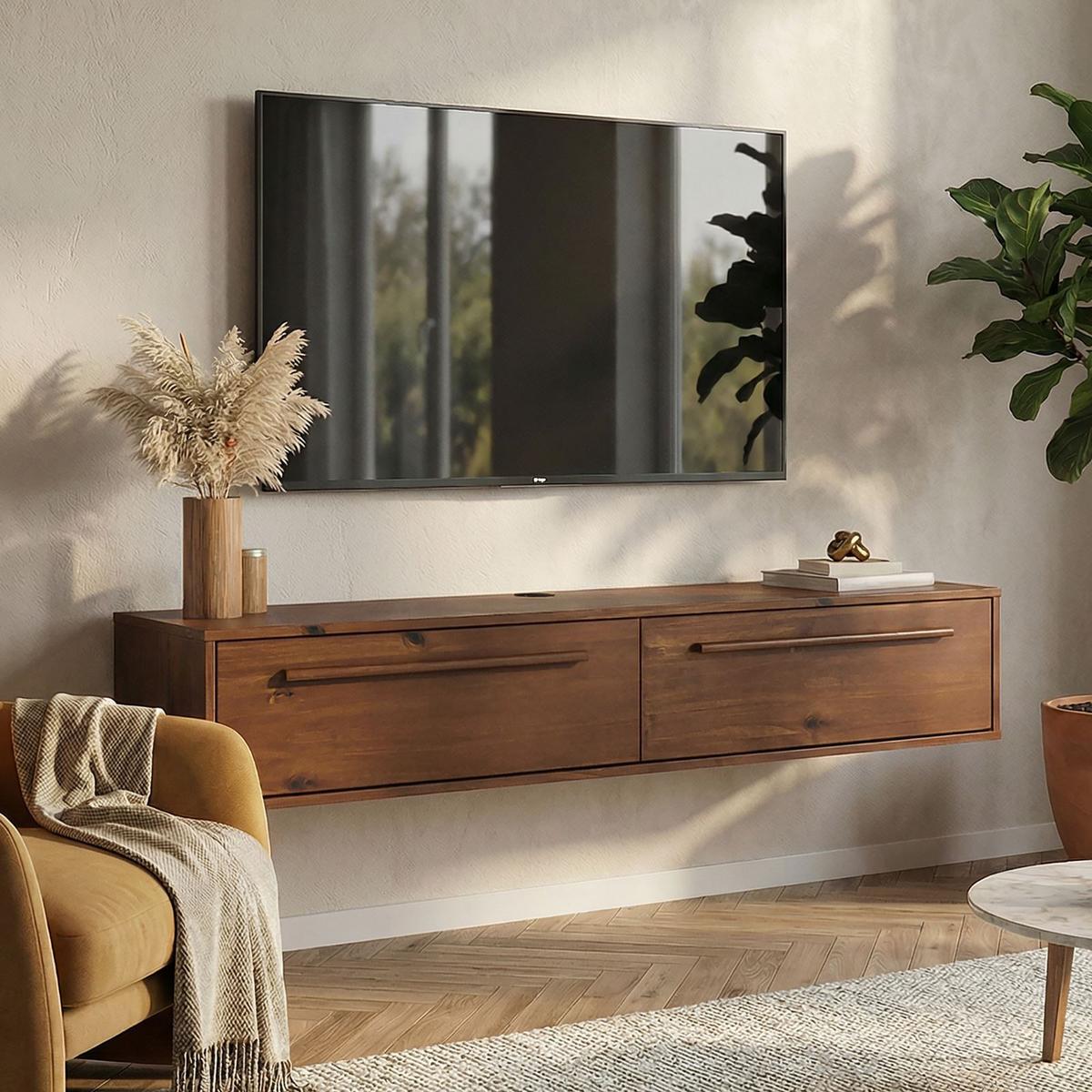 LOWBOARD TECCA - Kastanienfarben, Holz (145/26/33cm) - IDIMEX