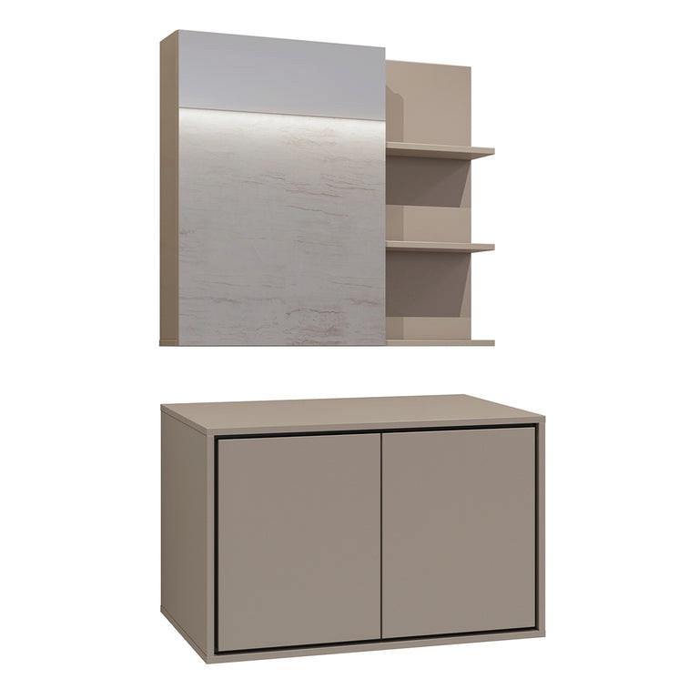 BADMÖBEL 78cm Sophéa 2er-Set Taupe - Taupe, Holzwerkstoff (78/50.8/48cm) - Petits-meubles