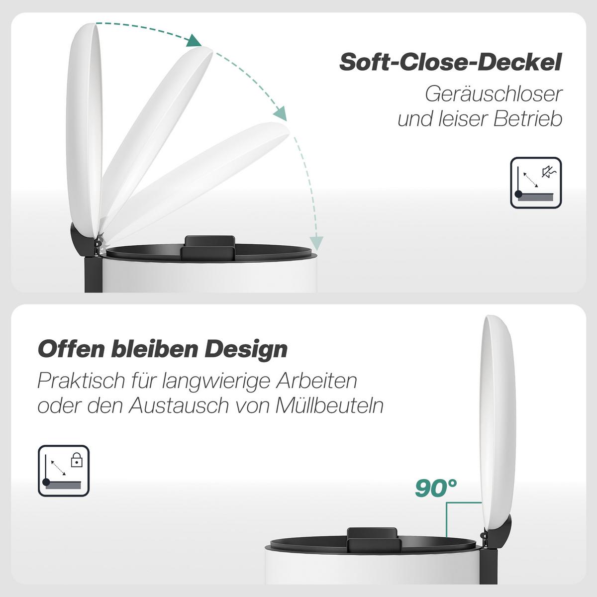 MÜLLEIMER 20L - Creme, Metall (30/44.5/36cm) - HOMCOM