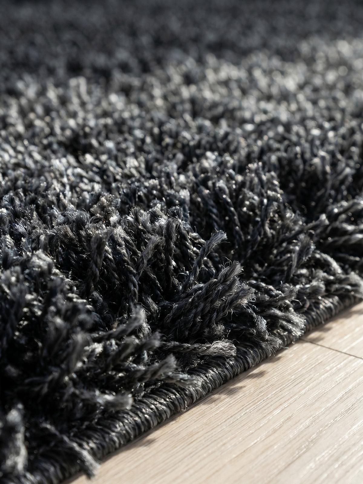 HOCHFLORTEPPICH SALZACH, einfarbig, aus Polypropylen, Anthrazit, 80 x 250 cm - Anthrazit, Textil (250/80cm) - KADIMA DESIGN