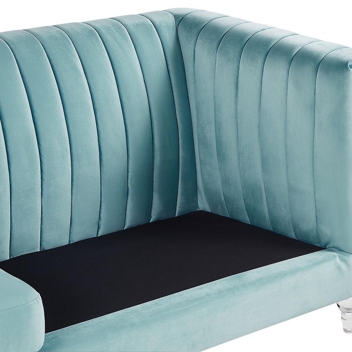 3-SITZER-SOFA Samtstoff Hellblau Arvika - Hellblau, Textil (204/75/78cm) - Beliani