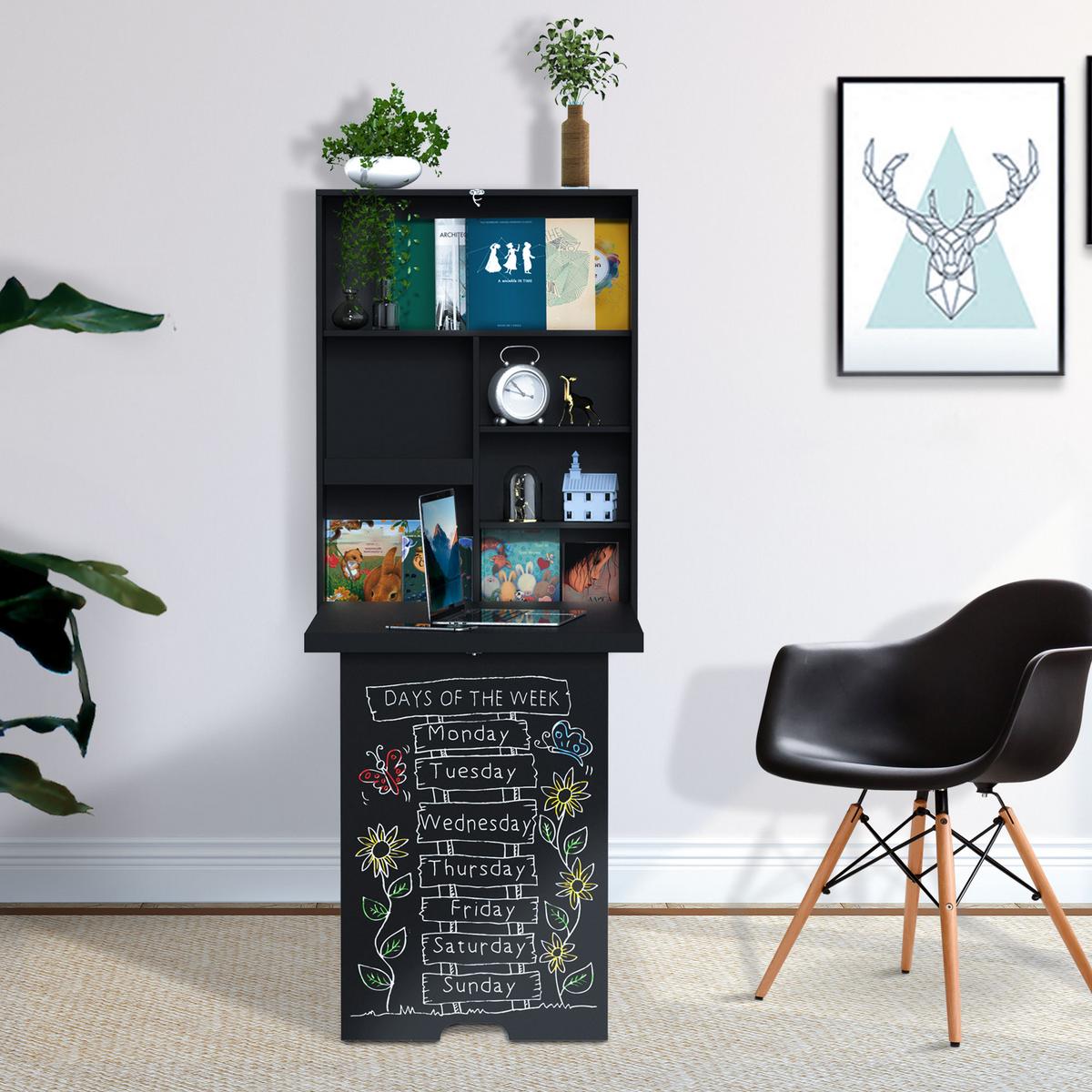WANDTISCH Klappbar Wandklapptisch Klappschreibtisch Computertisch Schwarz - Schwarz, Kunststoff (94.5/147/60cm) - HOMCOM