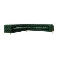 ECKSOFA Chesterfield Lexi Flasche Grün Samt - Smaragdgrün/Goldfarben, Holz/Textil (323/323cm) - S-Style Möbel