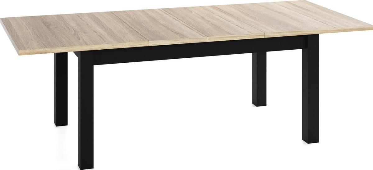 ESSTISCH Lindberg ausziehbar verlängerbar rechteckig, Eiche Sonoma Hellbraun 160-240/90/77 cm - Schwarz/Sonoma Eiche, Holz/Holzwerkstoff (90/240/76.5cm) - WFL GROUP