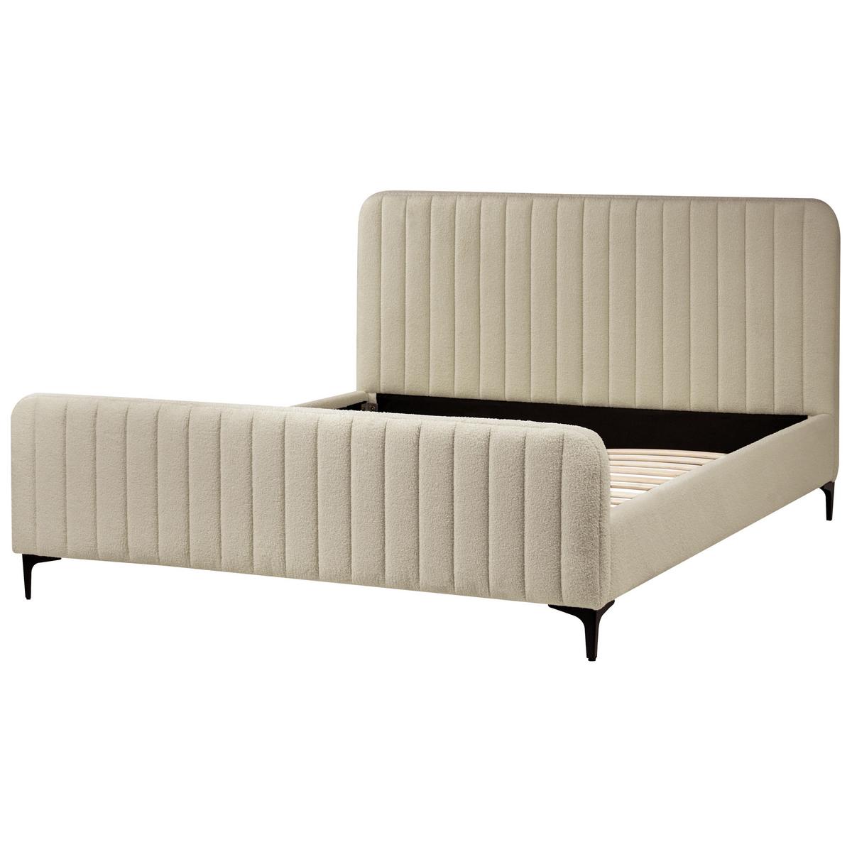 POLSTERBETT mit Lattenrost 160/200 cm Beige Lunan - Beige, Textil (160/200cm) - Beliani