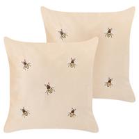 DEKOKISSEN 2er-Set Beige 45/45 cm Talinum - Beige, Textil (45/45cm) - Beliani