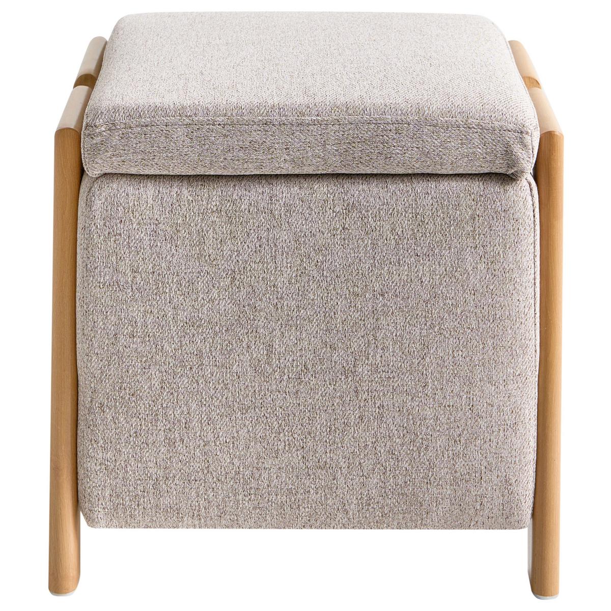POUF mit Stauraum Stoff 45 cm Beige Edland - Hellbraun, Textil (45/44/43cm) - Beliani