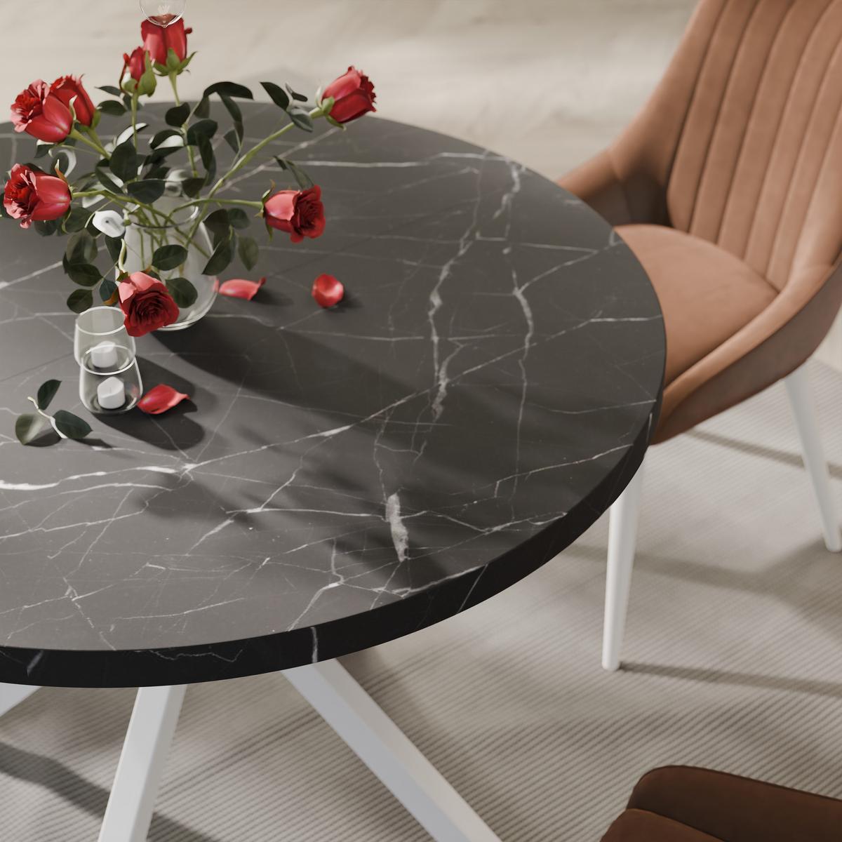 AUSZIEHTISCH MILTON 120-196/76 cm mit Metallgestell, Weiß / Grigia Pietra - Weiß/Grau, Holzwerkstoff/Metall (120/120/76cm) - Idohome