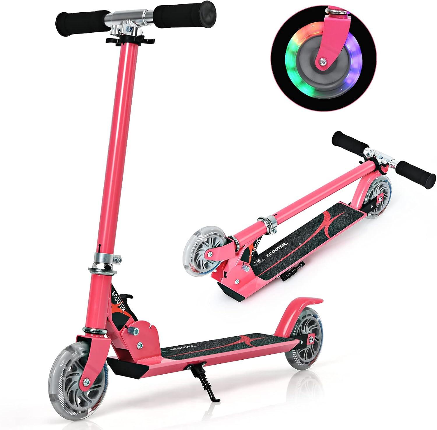 SCOOTER 85cm Pink - Pink, Metall (70/85/10cm) - COSTWAY