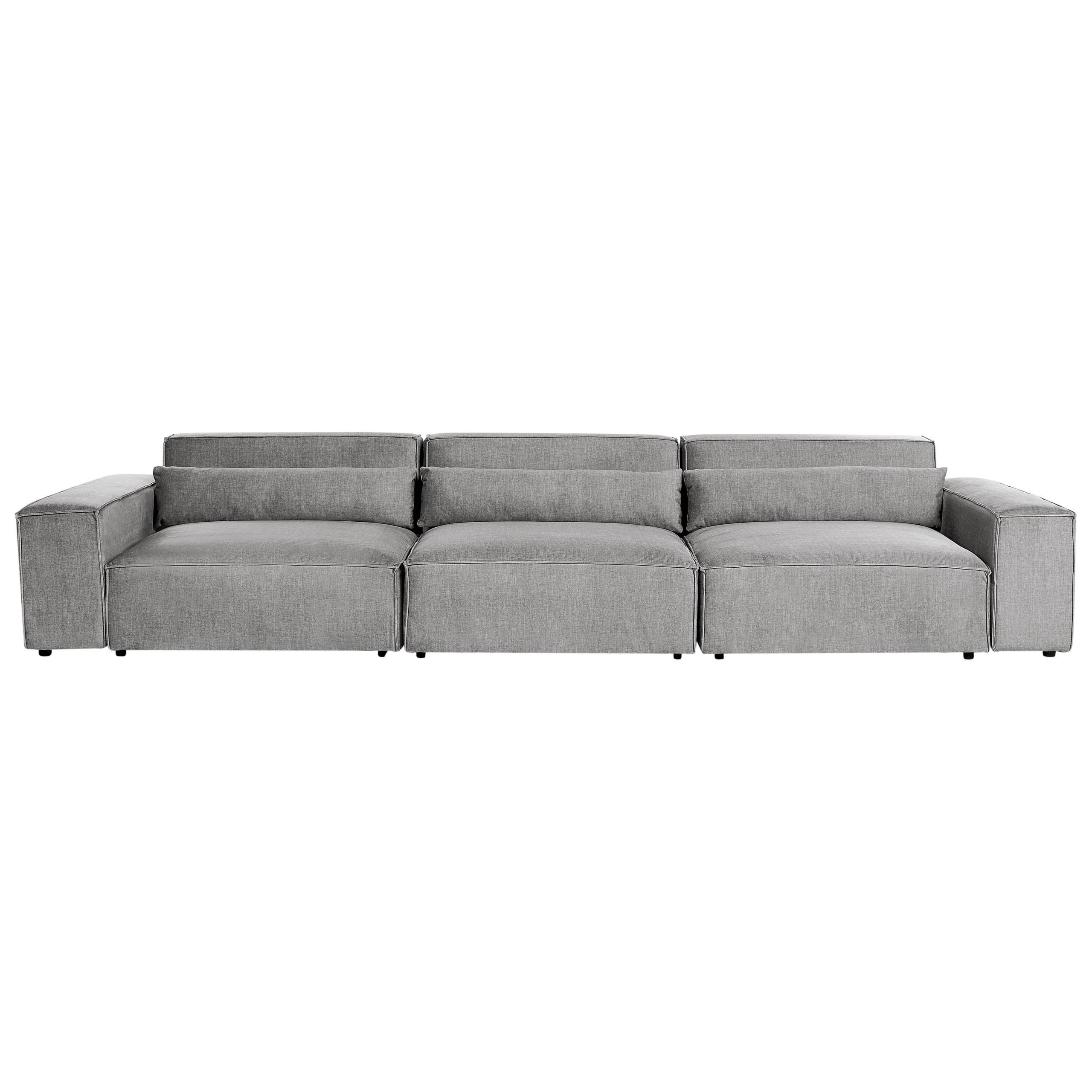 3-SITZER-MODULSOFA Grau Stoff Hellnar - Grau, Textil (364/70/126cm) - Beliani