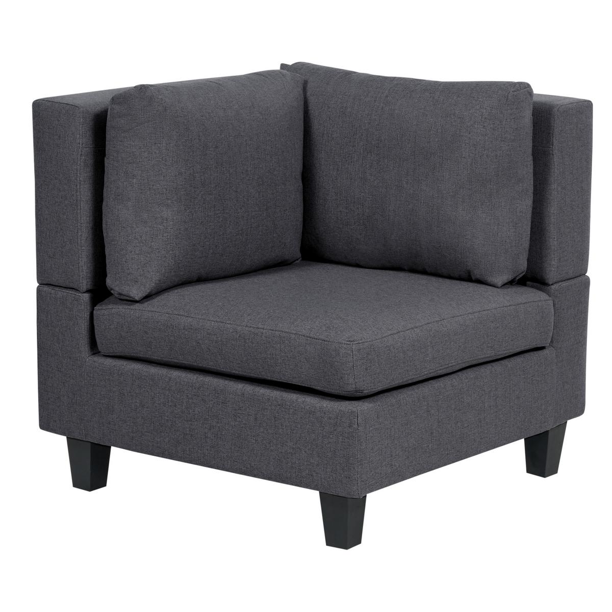 ECKSOFA Modul 4-Sitzer linksseitig Dunkelgrau Stoff Unstad - Dunkelgrau/Grau, Textil (228/152cm) - Beliani
