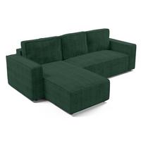 ECKSOFA L Form Aydin Grün 258/169/85 cm Cord Universal mit Schlaffunktion - Dunkelgrün/Schwarz, Kunststoff/Textil (258/169cm) - AX Living