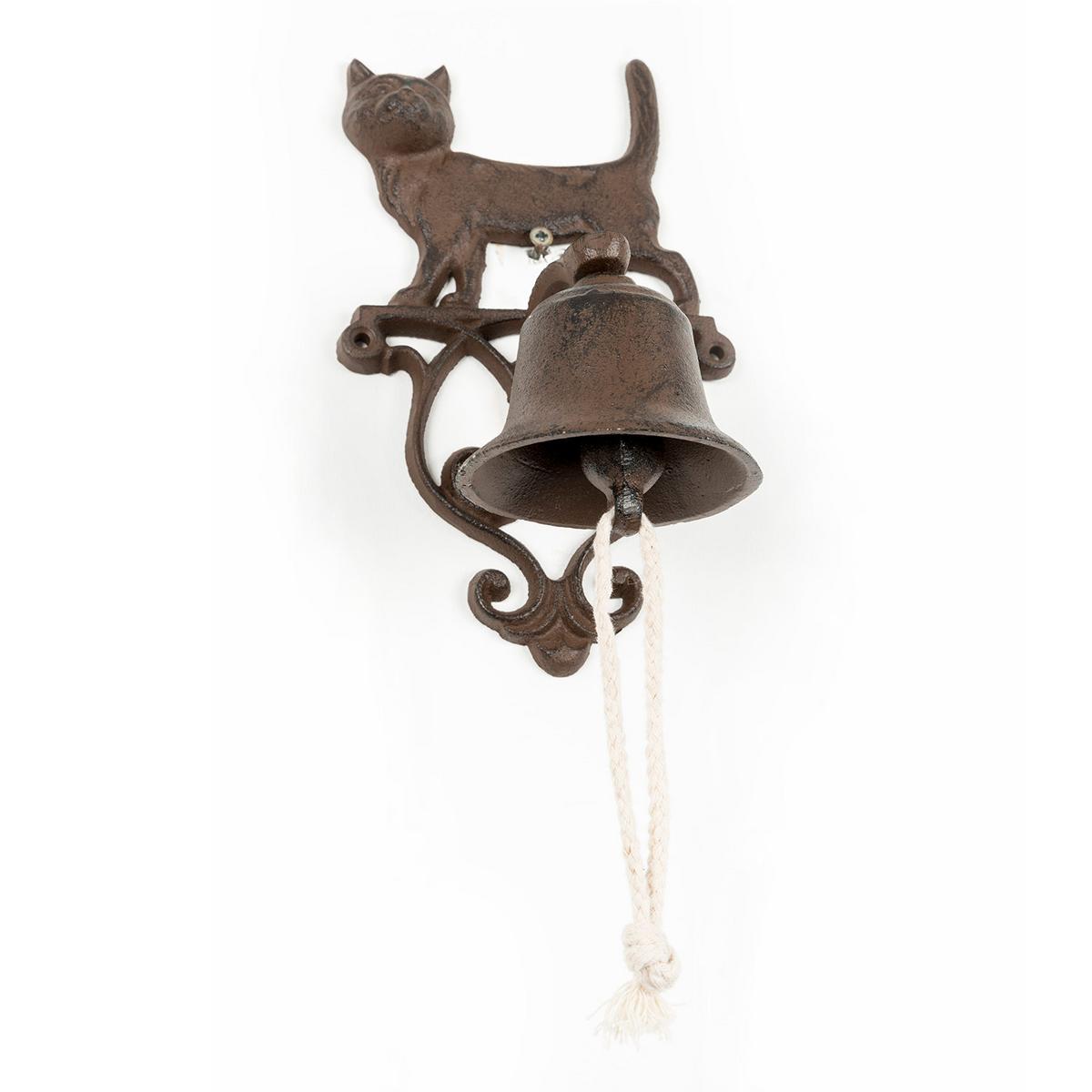 TÜRGLOCKE Gusseisen Katze - Braun, Metall (14/24/13cm) - Homescapes