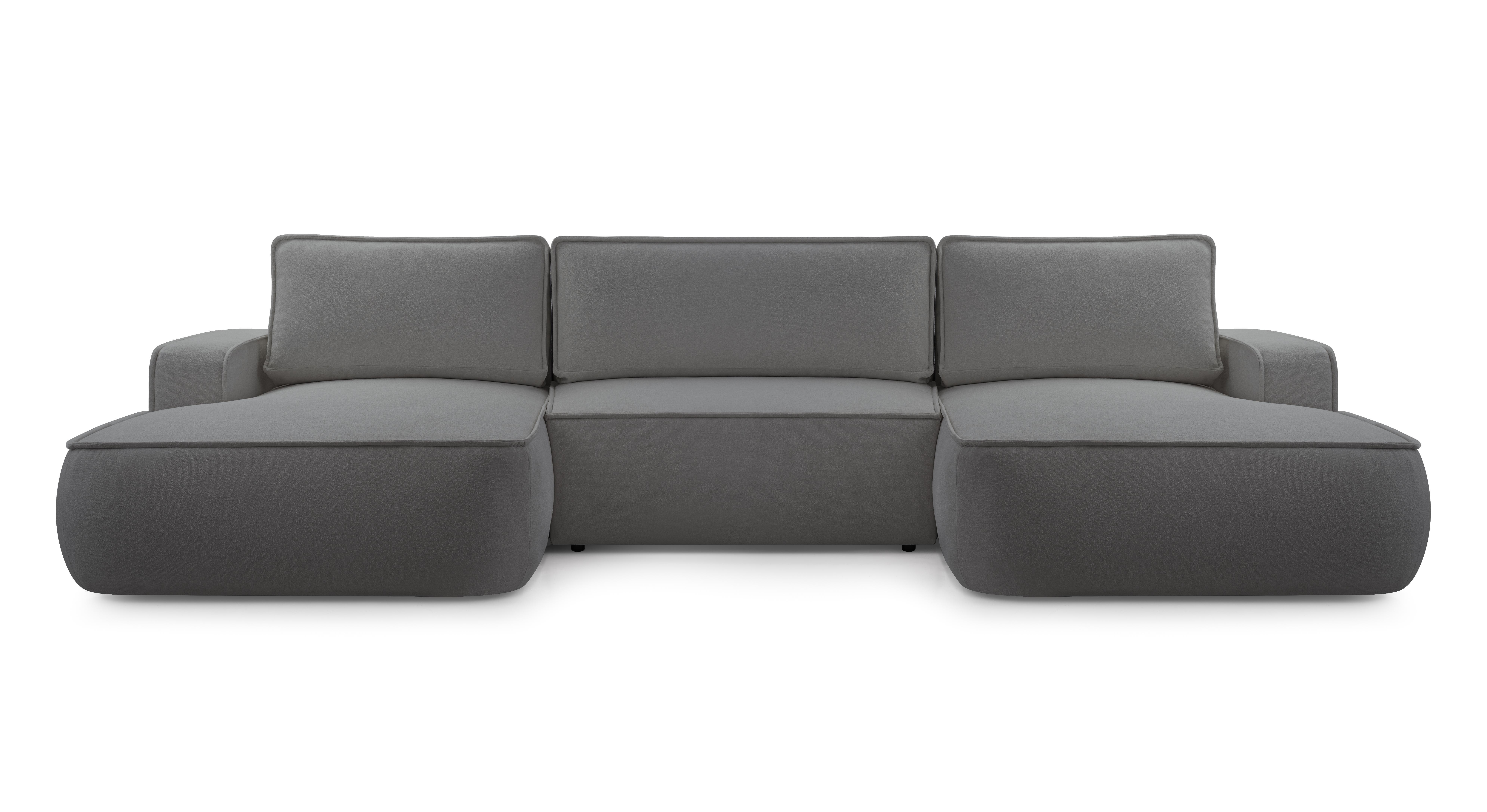 WOHNLANDSCHAFT Ablia Dunkelgrau 364/168/87 cm mit Schlaffunktion - Dunkelgrau/Schwarz, Kunststoff/Textil (364/87/168cm) - AX Living