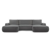 WOHNLANDSCHAFT Ablia Dunkelgrau 364/168/87 cm mit Schlaffunktion - Dunkelgrau/Schwarz, Kunststoff/Textil (364/87/168cm) - AX Living