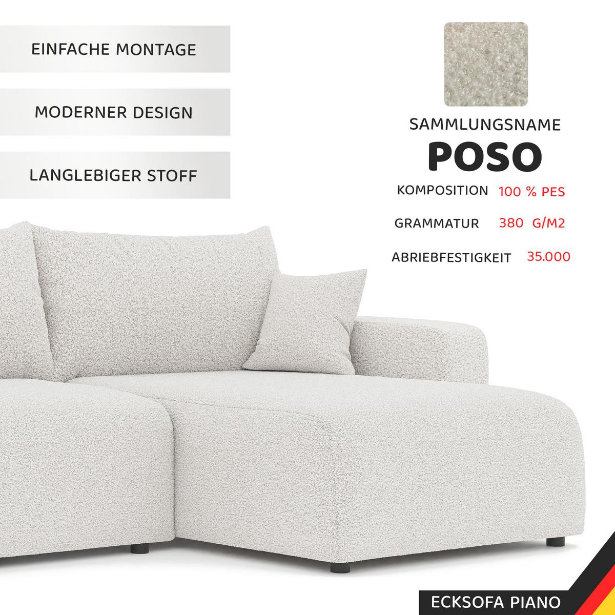 ECKSOFA mit Schlaffunktion und Bettkasten, Beige - Beige/Creme, Holzwerkstoff/Textil (145/278cm) - Idohome