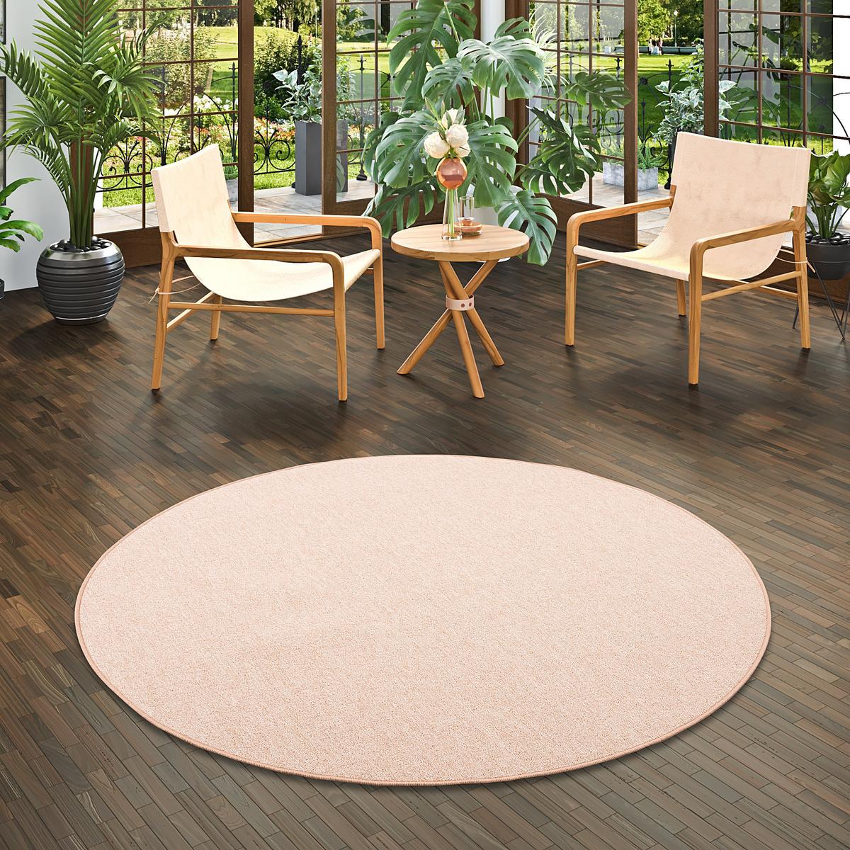 FEINSCHLINGEN VELOUR TEPPICH STRONG RUND - Sandfarben, Textil (200/200cm) - Snapstyle