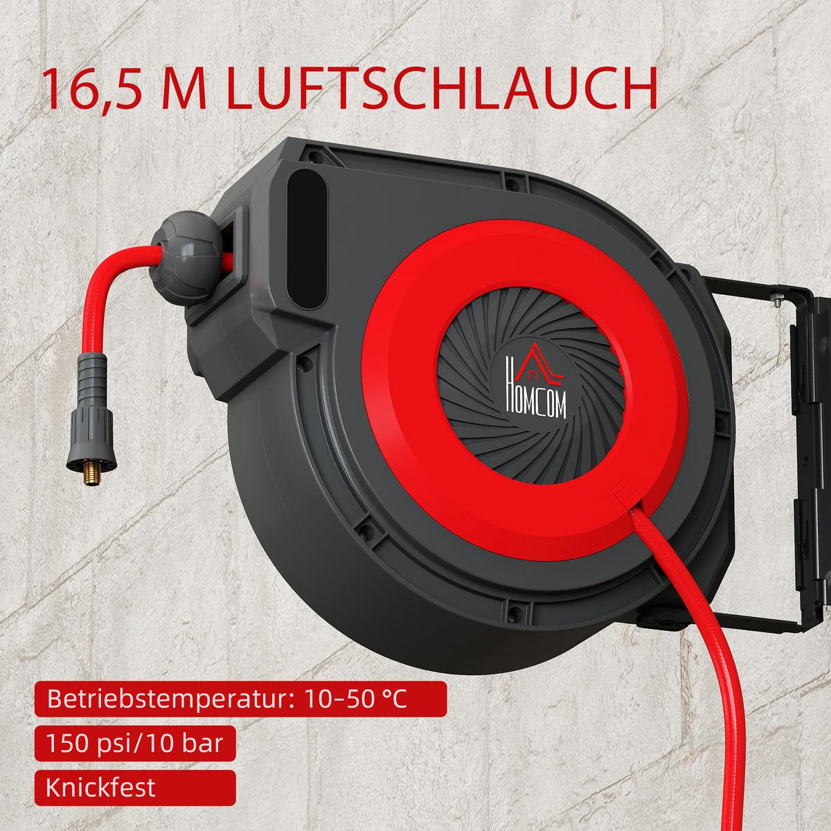 SCHLAUCHTROMMEL Kunststoff Schwarz Rot - Multicolor, Kunststoff (20/36/37cm) - HOMCOM