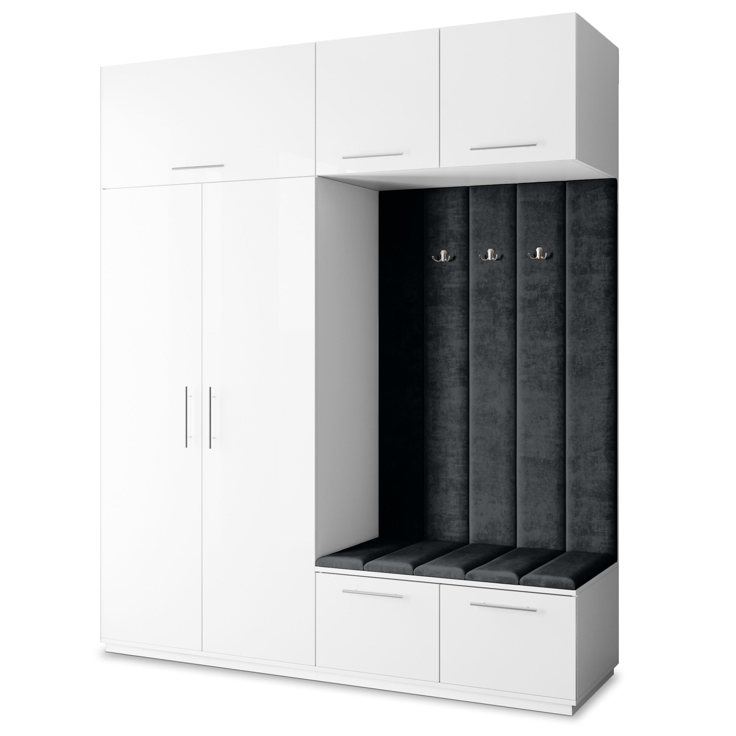 GARDEROBENSCHRANK REMA 200/240/60 cm Modern Weiß - Schwarz/Weiß, Holzwerkstoff (200/240/60cm) - MASSENO