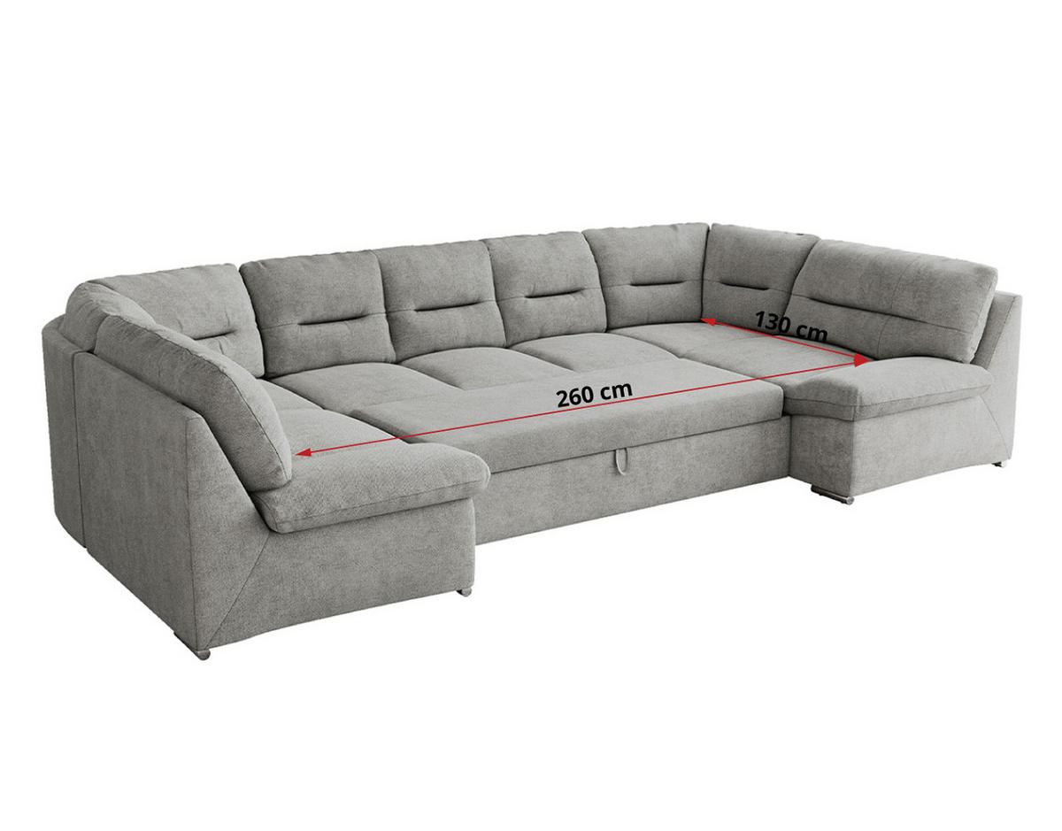 WOHNLANDSCHAFT COMODO U Hellgrau Struktur - Silberfarben/Hellgrau, Textil/Metall (340/93/206cm) - MKS