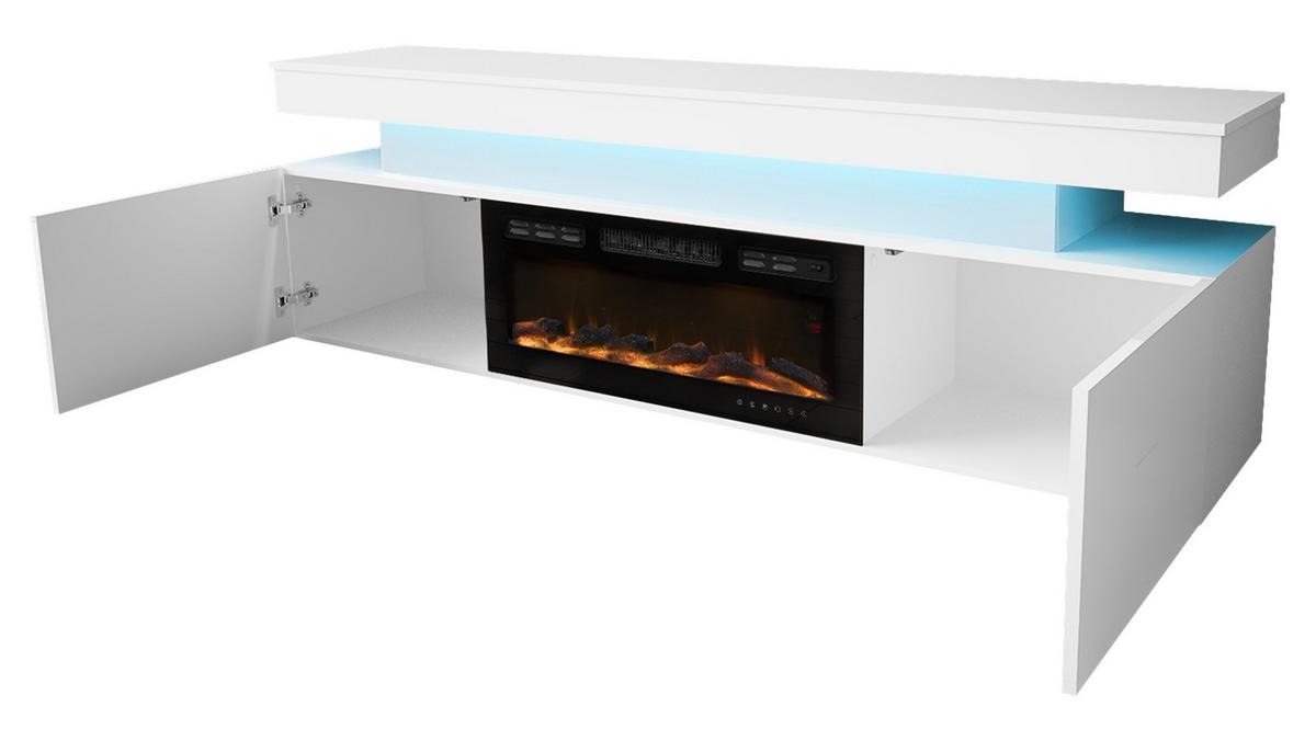 TV-LOWBOARD EF 2D Glossa mit Kamin - Schwarz, Holzwerkstoff/Kunststoff (190/59/41cm) - MIRJAN24