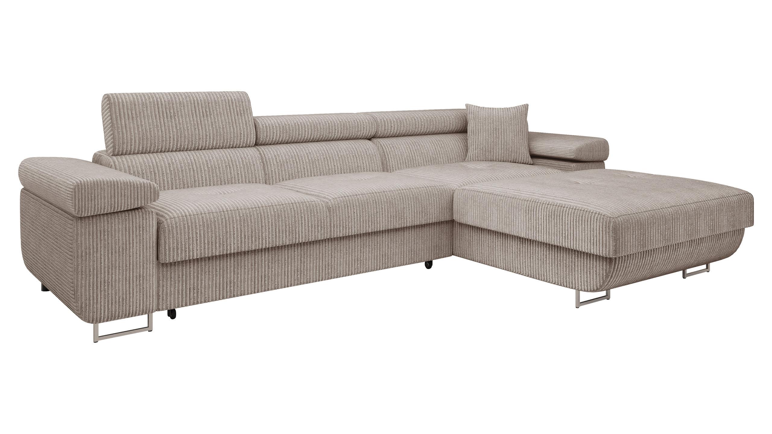 ECKSOFA Torezio Mini Cord, Seite: Rechts - Sahara, Holz/Textil (280/170cm) - MIRJAN24