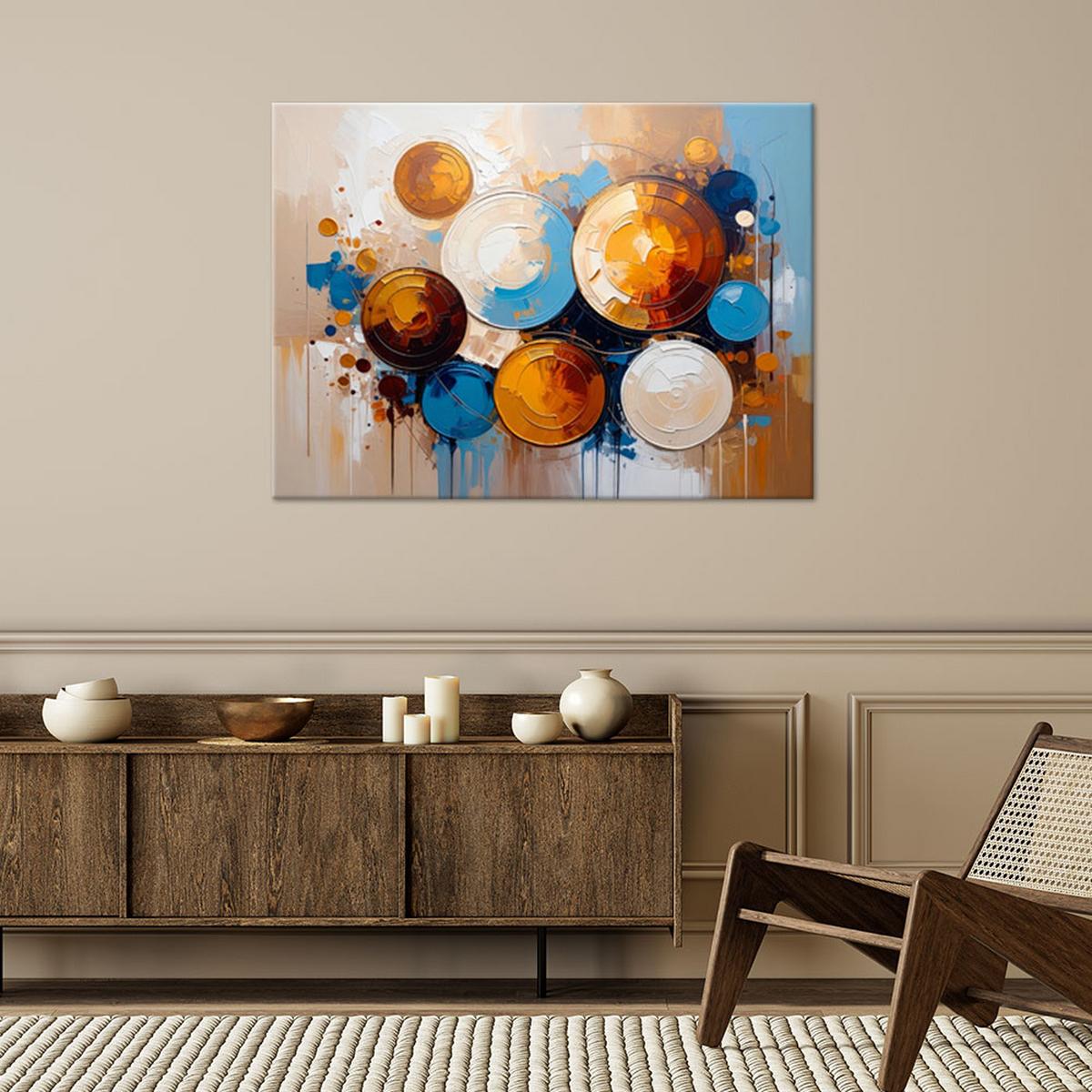 LEINWANDBILD Abstraktion Bunte Kugeln 90x60cm - Beige, Textil (90/60cm) - Feeby