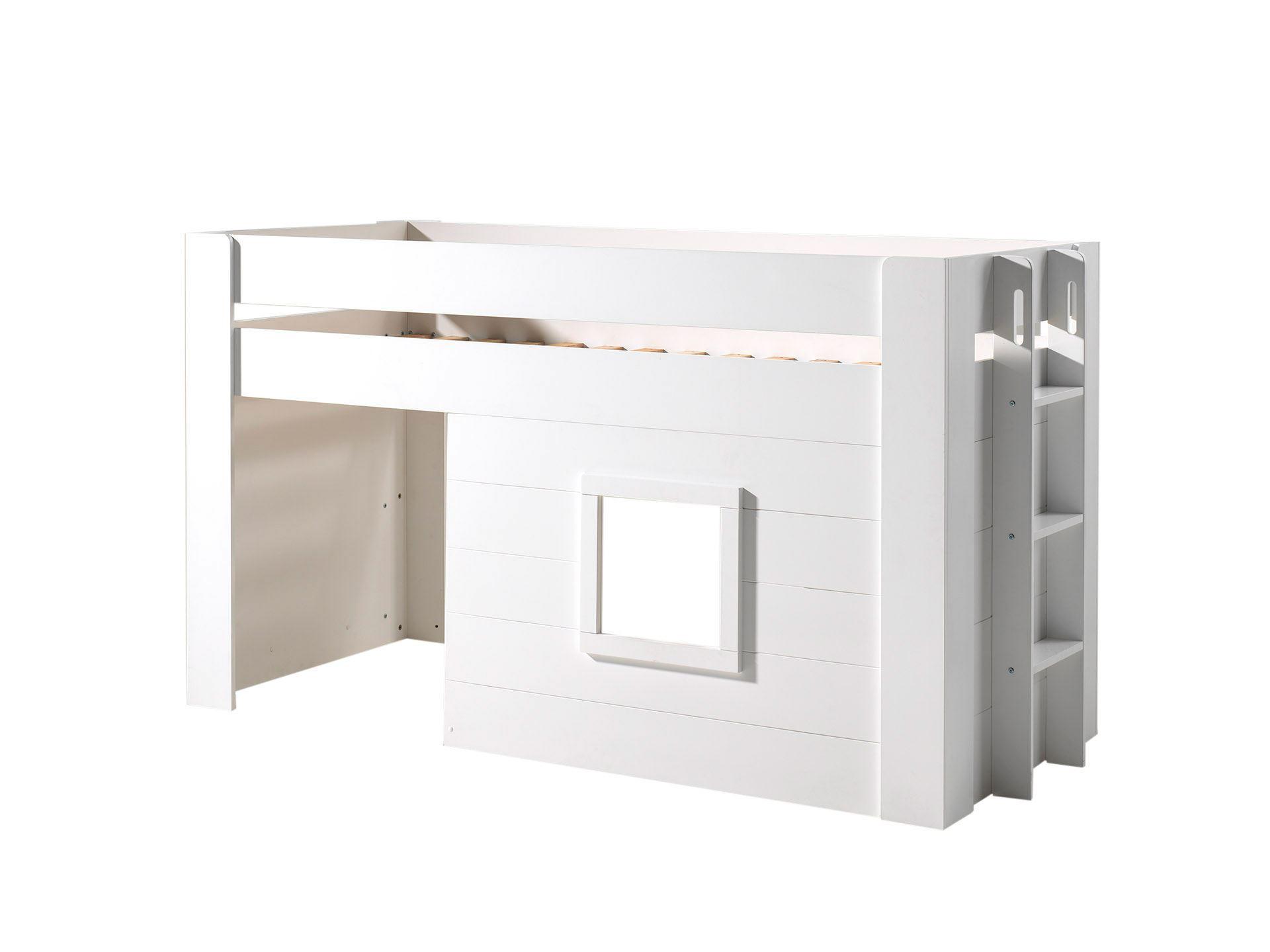 HOCHBETT mit Vorhang Karola 215x120x96 aus MDF in Weiß - Weiß, Holzwerkstoff (90/200cm) - 58aufmkessel