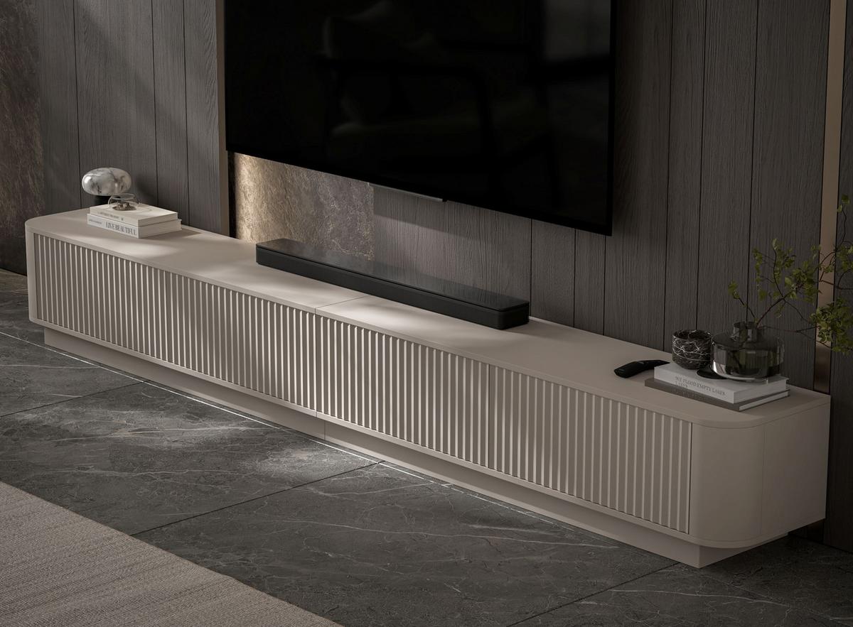 TV-LOWBOARD 2er-Set Aurora Kaschmir matt 280 cm mit Sockel - Kaschmir, Holzwerkstoff (280/37/35cm) - Meble Lindner