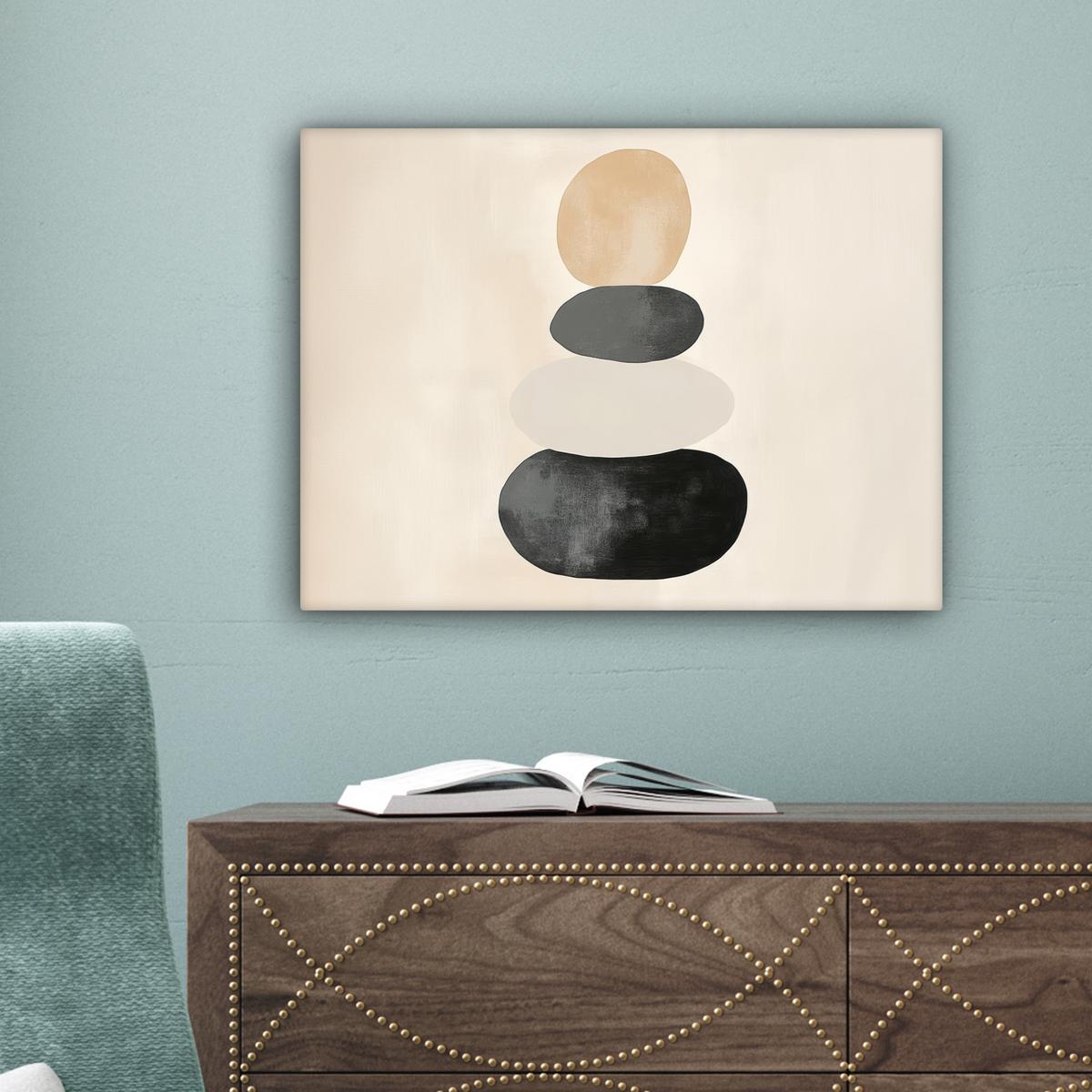 LEINWANDBILD Japandi - Wabi sabi - Beige Wandbild 40x30 cm - Taupe, Textil (40/30cm) - MuchoWow