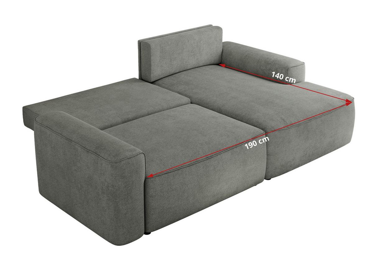 ECKSOFA BELLUNO L Grau Strukture - Links - Schwarz/Grau, Textil (144/233cm) - MKS