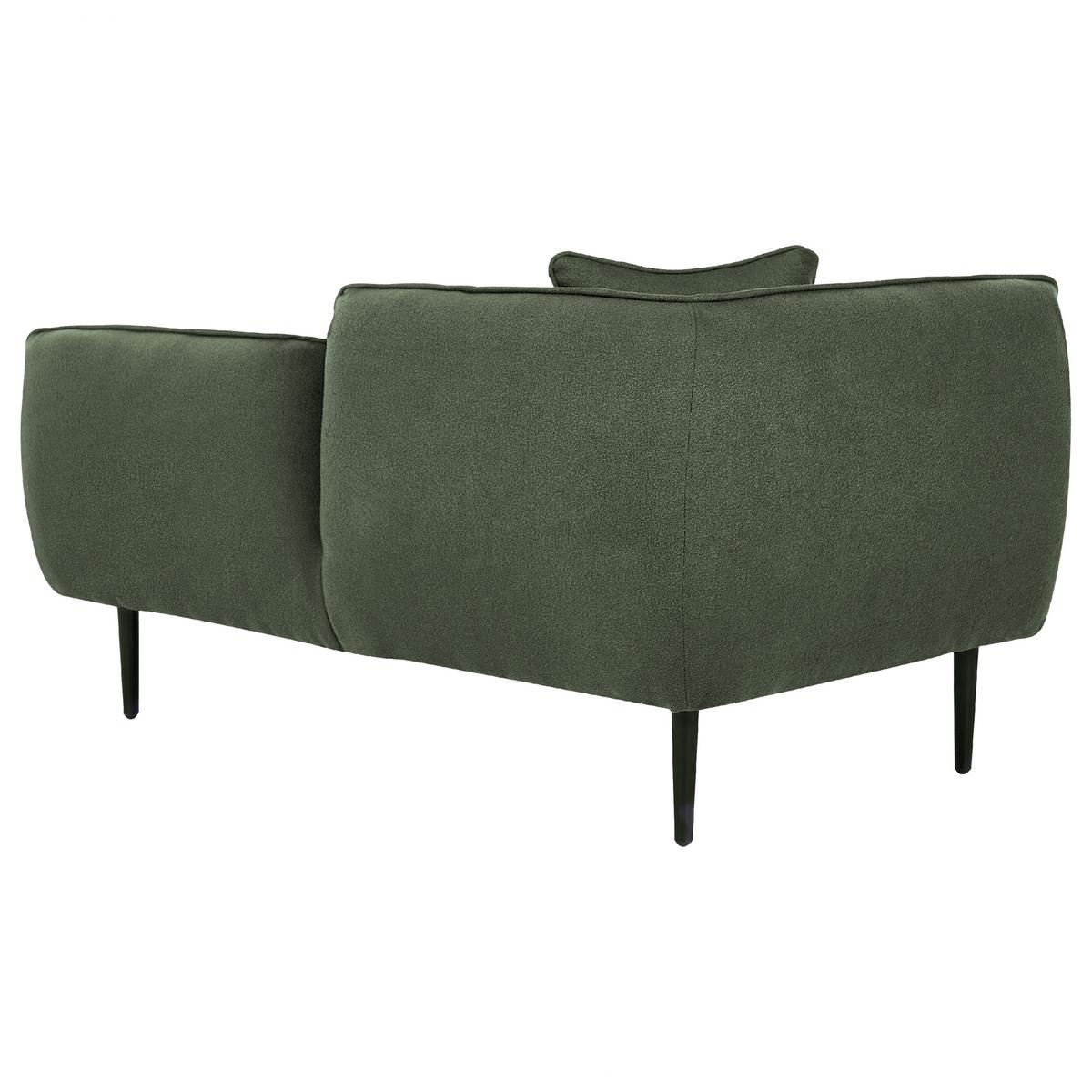 CHAISELONGUE Bouclé dunkelgrün linksseitig Chevannes - Schwarz/Grün, Textil (138/74/77cm) - Beliani