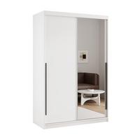 SCHIEBETÜRENSCHRANK SILENTE 140 cm mit Einlegeböden und Kleiderstange - Weiß, Holzwerkstoff (140/215/60cm) - Idohome