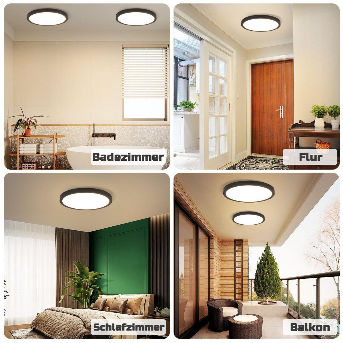 LED-DECKENLEUCHTE Lohnzahn 23.0/2.5/23.0 cm - Schwarz, Kunststoff (23/23/2.5cm) - ZMH