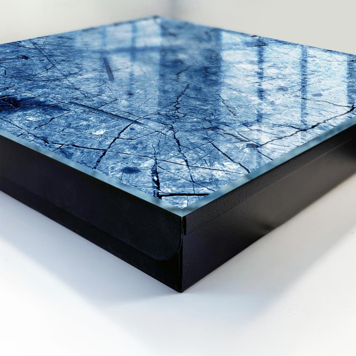 SCHLÜSSELBOX Schwarz 30x30 cm- Türöffnung nach rechts - Blaue Textur - Blau, Metall (30/30/5cm) - TULUP