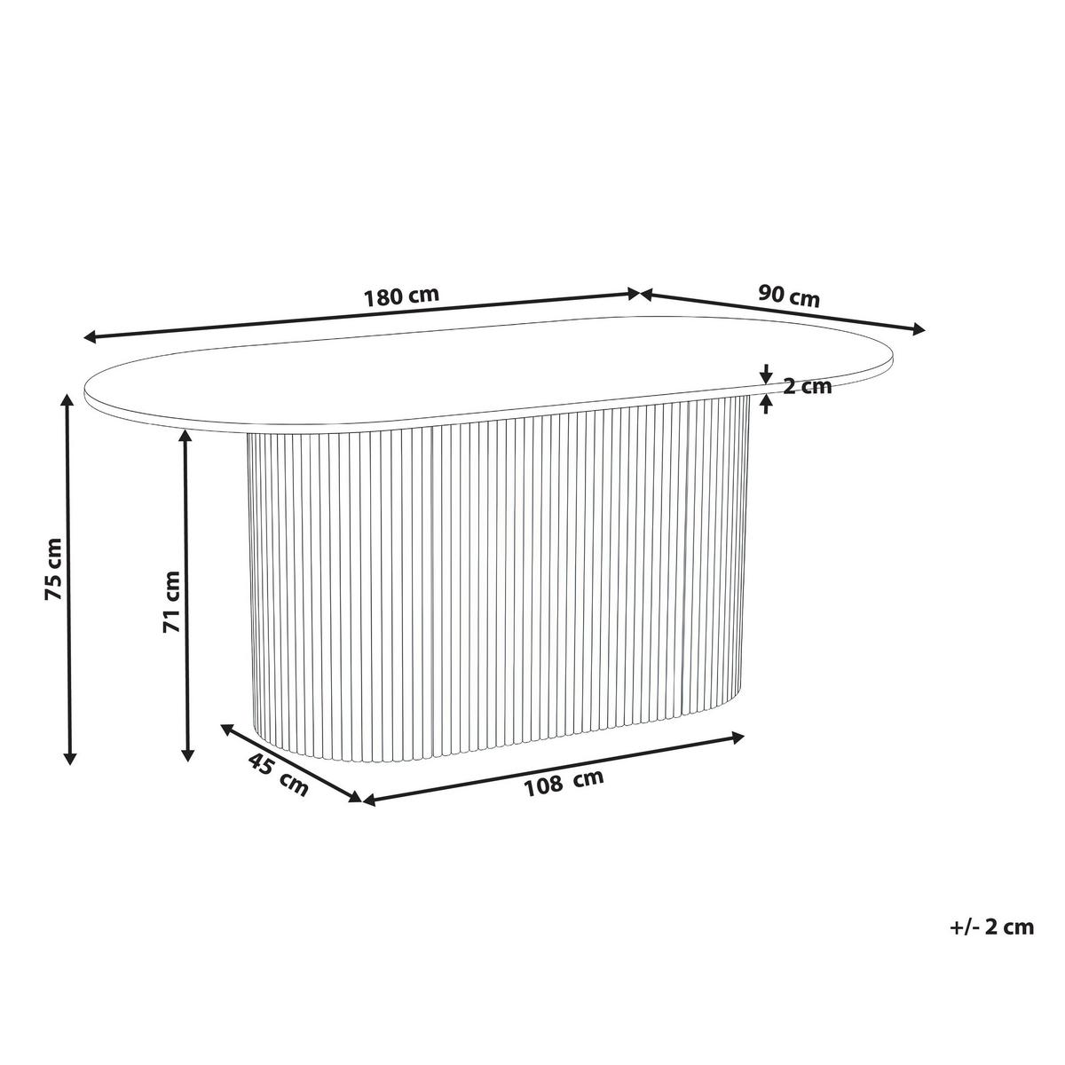 ESSTISCH Helle Eiche 90/180 cm Lunnin - Hellbraun, Holzwerkstoff (90/180/75cm) - Beliani