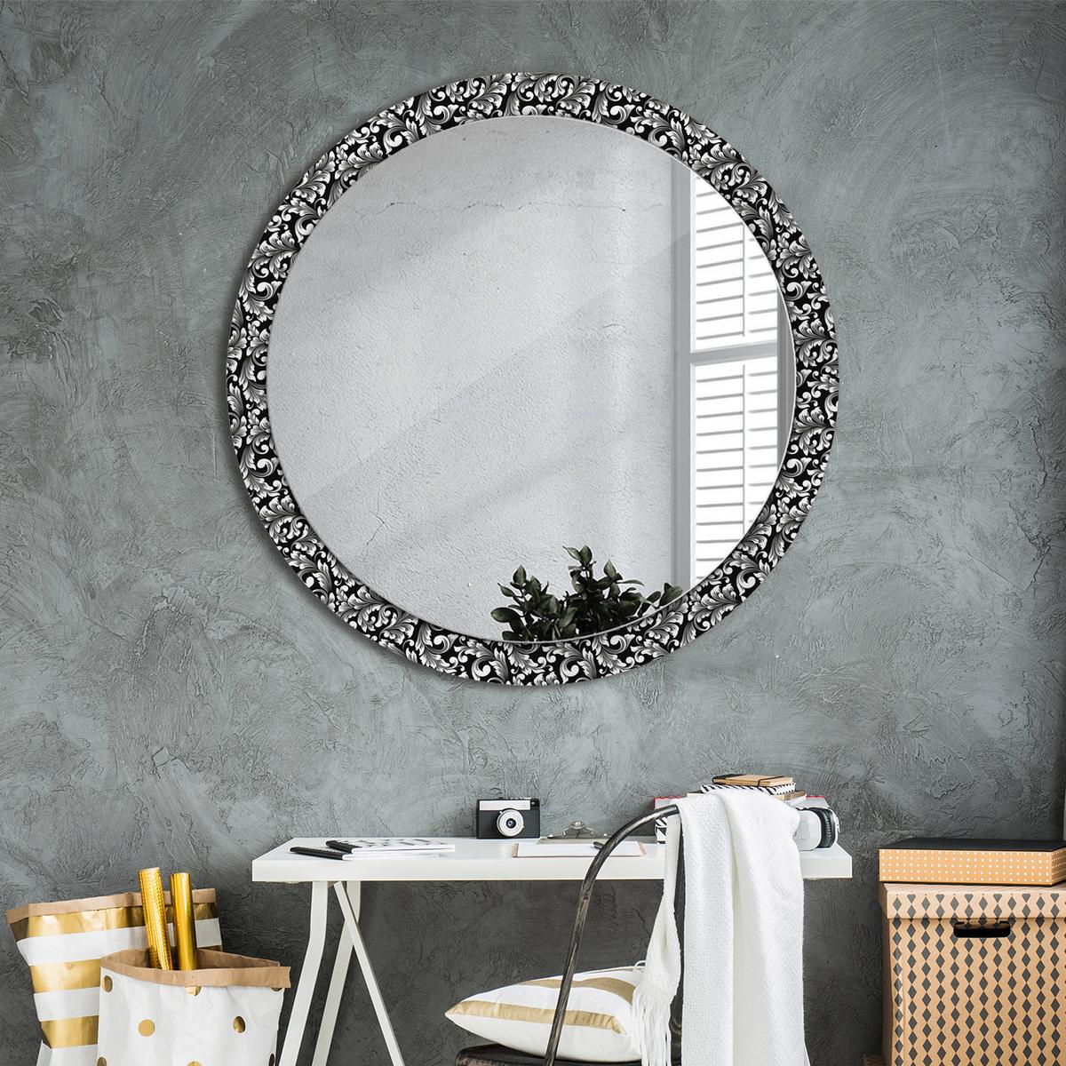 SPIEGEL Rund Ø 100 cm mit Aufdruck - Schwarz/Weiß, Glas (100/100/0.4cm) - Wallfluent