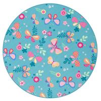 KINDER SPIEL TEPPICH SCHMETTERLING RUND - Türkis, Textil (100/100cm) - Snapstyle