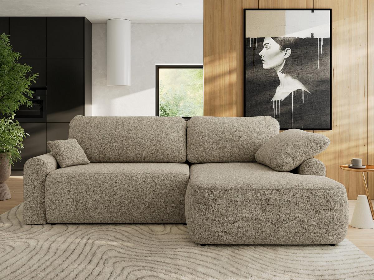 ECKSCHLAFSOFA CUBO L Dunkelbeige Struktur - rechts - Sandfarben/Beige, Kunststoff/Textil (187/273cm) - MKS