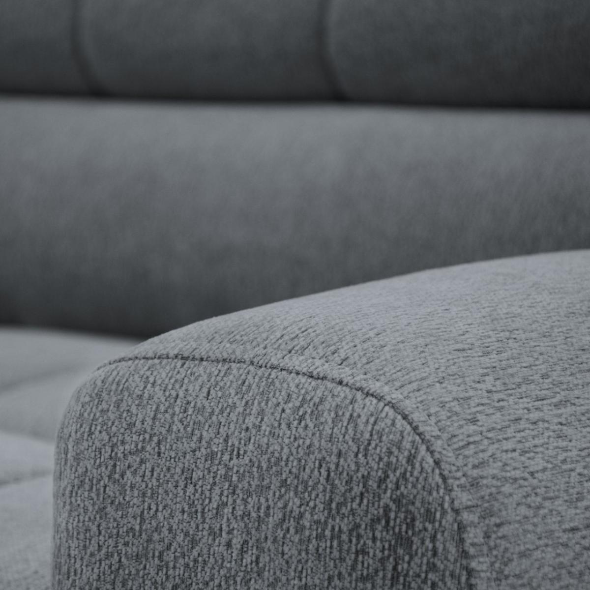ECKSCHLAFSOFA Vinni Grau, Chenille-Stoff, rechts - Grau, Textil (265/205cm) - Beautysofa
